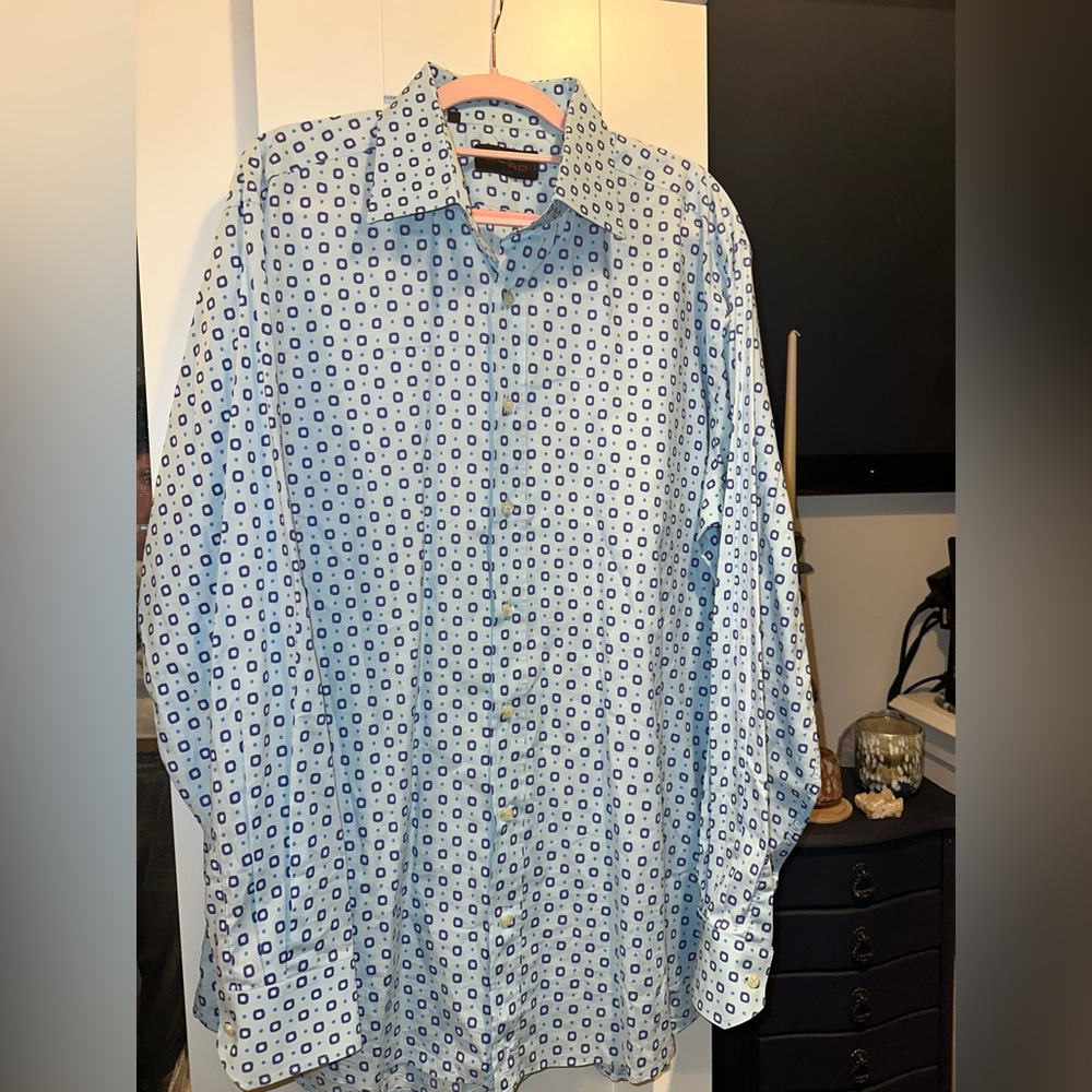 NWOT Etro Milano Men’s Made In Italy Blue Patter Button Down